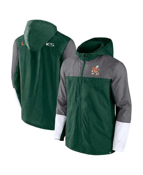 Men's Green, Gray Miami Hurricanes Game Day Ready Full-Zip Jacket