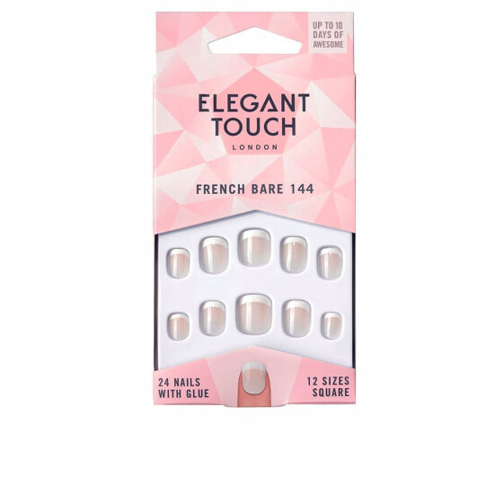 Набор искусственных ногтей Elegant Touch FRENCH bare 24 шт с клеем, квадратные 144 #XS