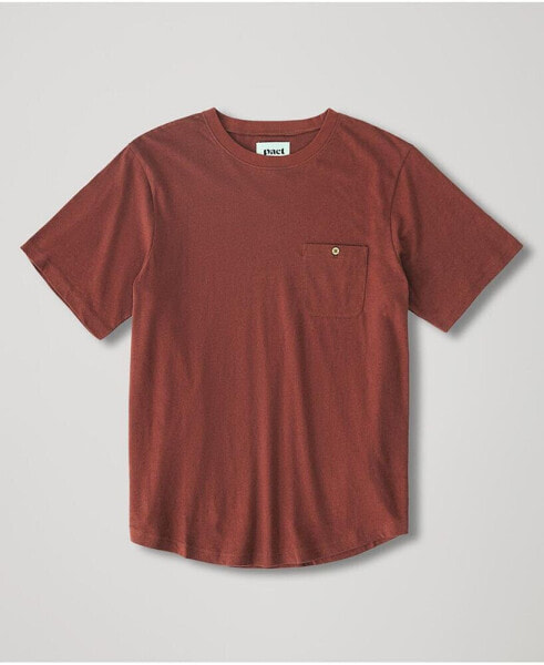 Seaside Linen Blend Short Sleeve Pocket Crew T-Shirt Made With Organic Cotton