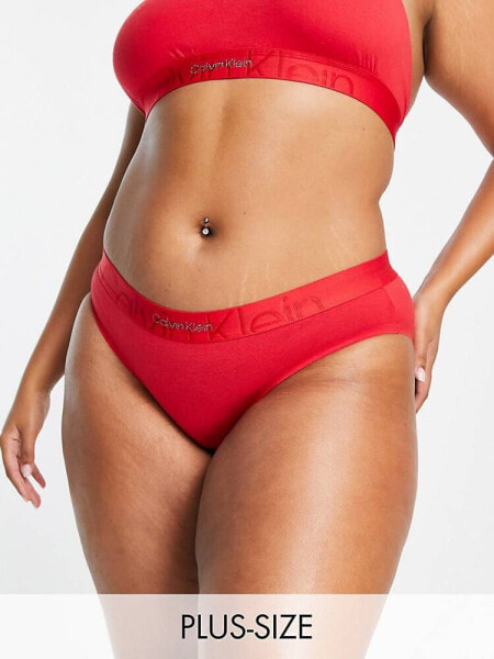 Calvin Klein Curve Embossed Icon cotton blend bikini style brief in red