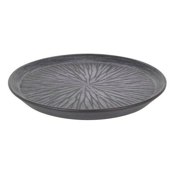 Плоская тарелка Inde Лотос Фарфор Черная (ø 23 x 2,5 см)