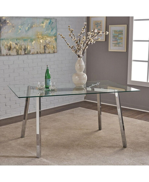 Modern Glam Dining Table: Glass Top, Chrome Frame