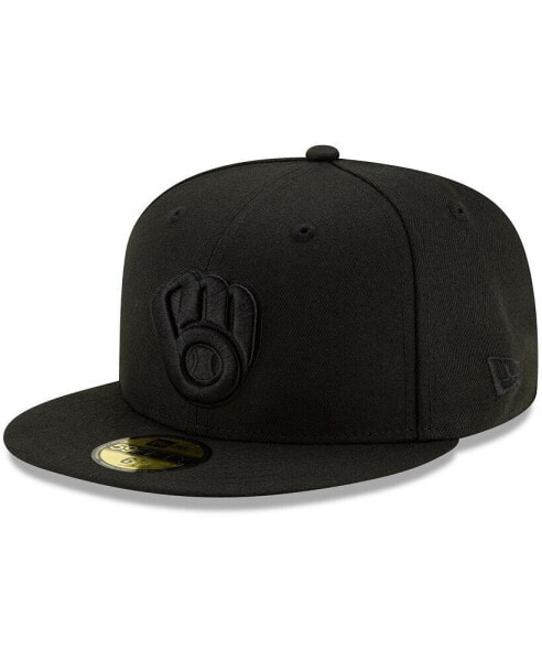 Men's Black Milwaukee Brewers Black on Black 59FIFTY Fitted Hat