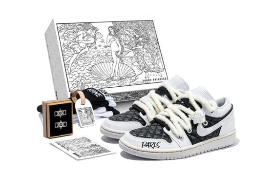 Кроссовки женские Air Jordan 1 Low Wild Crane Edition Black-White - Джордан