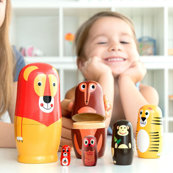 Игровой набор InnovaGoods Matryoshka Wooden Animal Figures Funimals (Веселые животные) 11 шт.