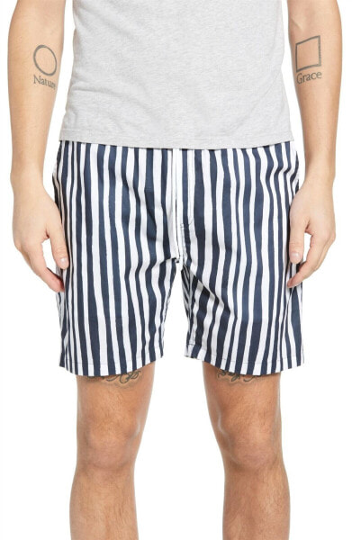 Wesc 258452 Men's Hampus Uneven Stripe Shorts Blue Size Large