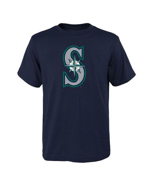 Big Boys and Girls Navy Seattle Mariners Logo Primary Team T-shirt