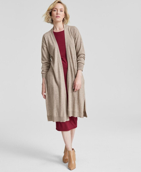 Women's Tie-Waist Longline 100% Cashmere Cardigan, Created for Macy's