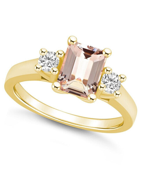 Morganite and Diamond Ring (1-3/8 ct.t.w and 1/4 ct.t.w) 14K Yellow Gold