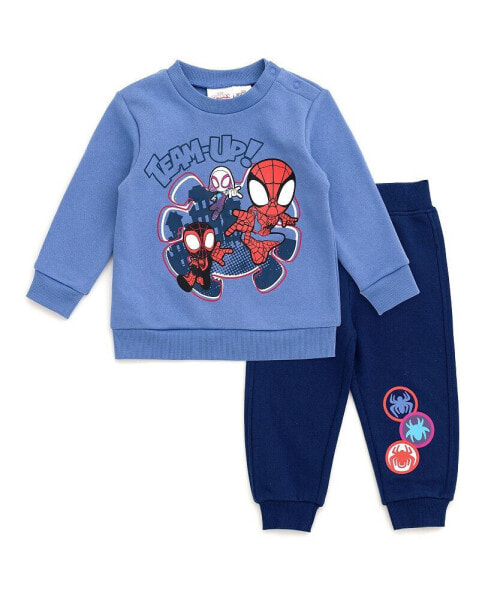 Boys Spidey and His Amazing Friends Fleece Sweatshirt and Jogger Pants Outfit Set to (2T - 14-16)