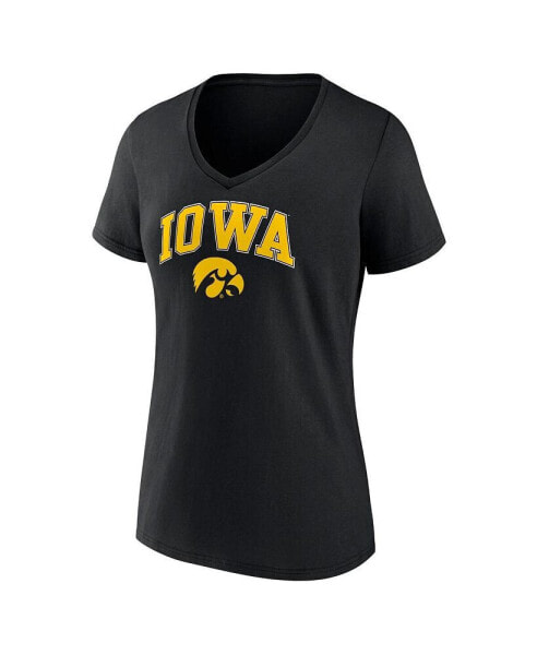Women's Black Iowa Hawkeyes Evergreen Campus V-Neck T-shirt