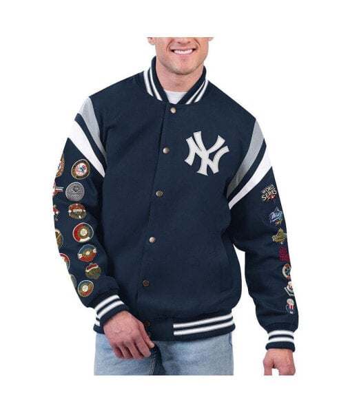 Men's Navy New York Yankees Quick Full-Snap Varsity Jacket