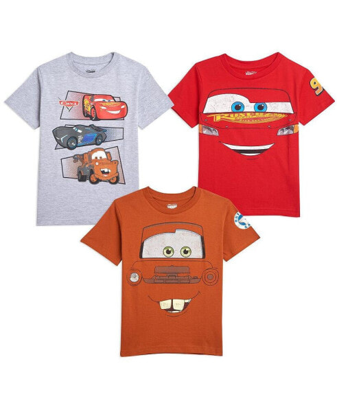 Boys Pixar Cars Lightning McQueen Tow Mator 3 Pack T-Shirts
