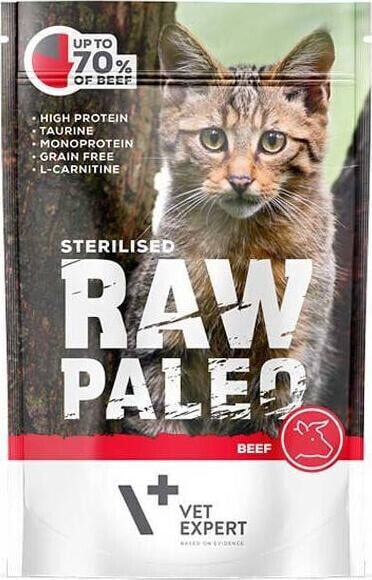 VetExpert VetExpert Raw Paleo STERILISED BEEF 100g - Mokra Karma dla Kotów 68% WOŁOWINY