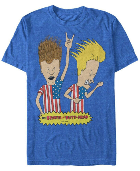 Beavis and Butthead MTV Men's Rock Out Merica' Logo Short Sleeve T-Shirt