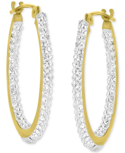 Crystal Pavé In & Out Small Hoop Earrings in 10k Gold, 0.79"