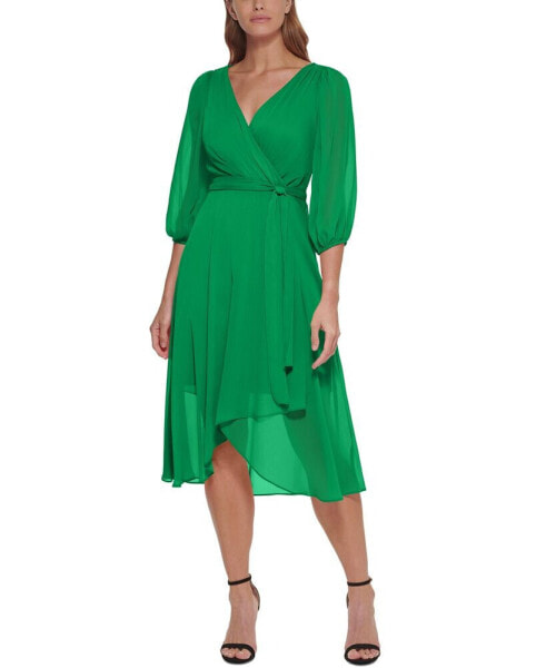 Women's Chiffon 3/4-Sleeve Midi Dress