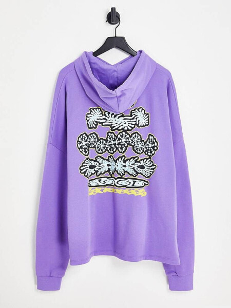 ASOS DESIGN extreme oversized hoodie in purple with graphic back print