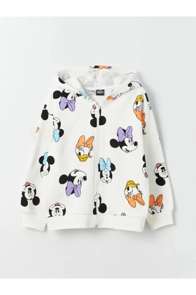 LCW Kids Kapüşonlu Disney Baskılı Uzun Kollu Kız Çocuk Fermuarlı Sweatshirt