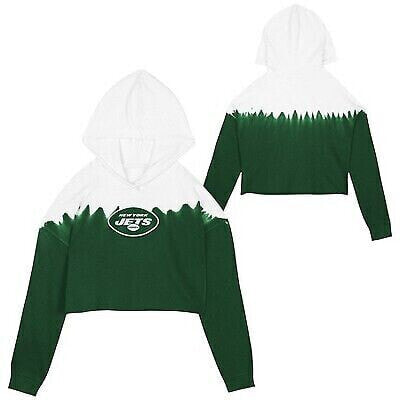 NFL New York Jets Girls' Crop Hooded Sweatshirt - M