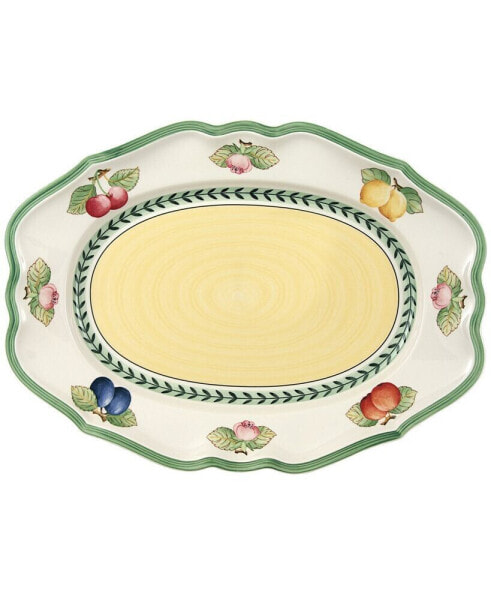 French Garden Fleurence 14.5 " Long Medium Oval Platter, Premium Porcelain