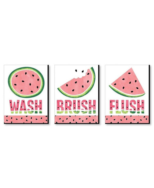 Sweet Watermelon - Fruit Wall Art 7.5 x 10 in - Set of 3 Signs Wash Brush Flush