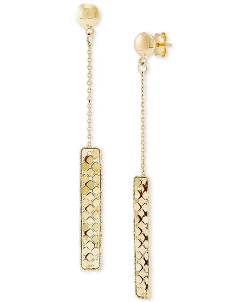 Textured Bar Chain Drop Earrings in 14k Gold