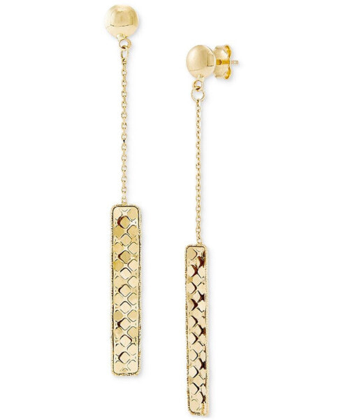 Textured Bar Chain Drop Earrings in 14k Gold