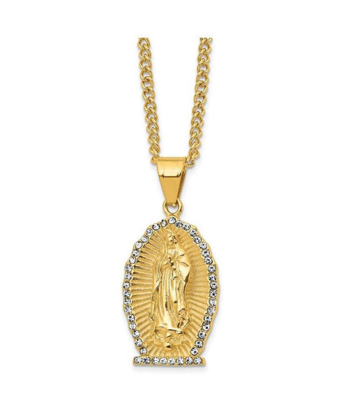 Crystal Our Lady of Guadalupe Pendant Curb Chain Necklace