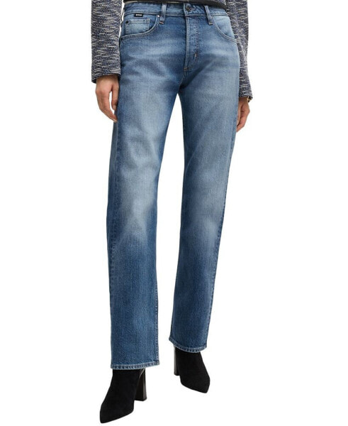 Women’s Straight-Fit Faded-Blue Jeans