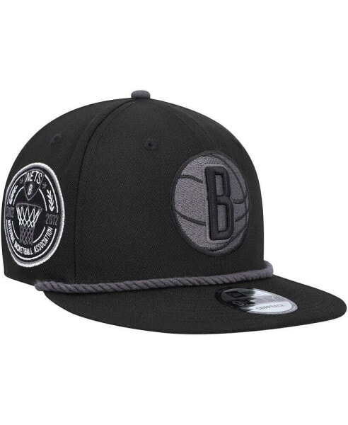 Men's Black Brooklyn Nets Back Laurels 9FIFTY Snapback Hat