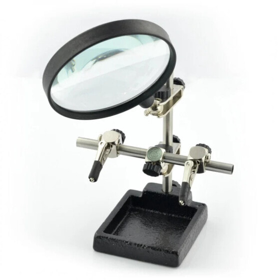 Bracket with magnifying glass and insulated grippers - third hand ZD10H