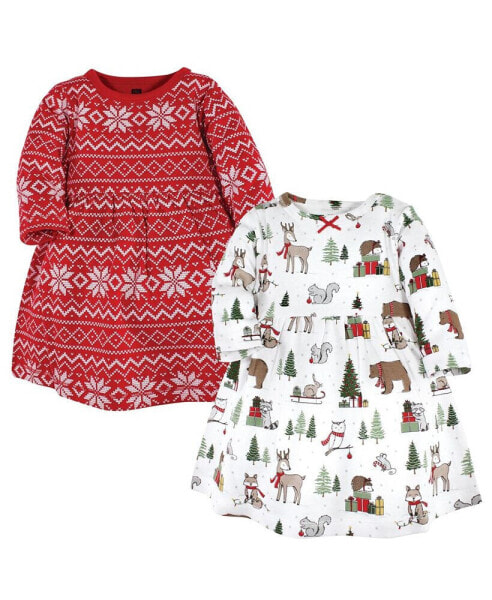 Baby Girls Cotton Dresses, Christmas Forest
