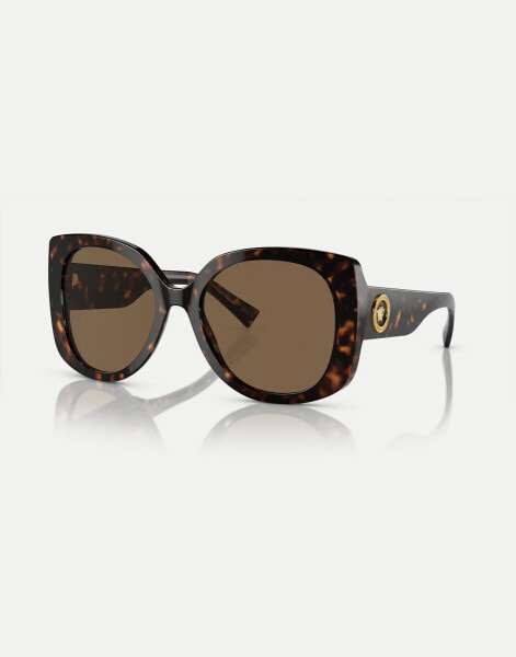 Versace rectangle sunglasses in tortoise with brown lens in dark brown