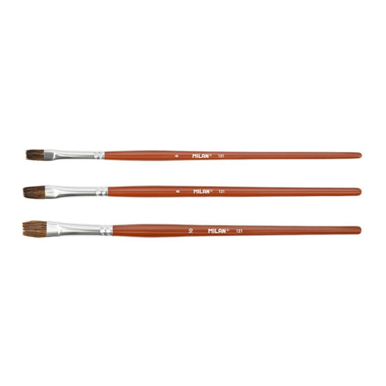Кисти плоские MILAN Blister Pack Of 3 Flat Brushes 121 Serie Nº 6-8 And 10