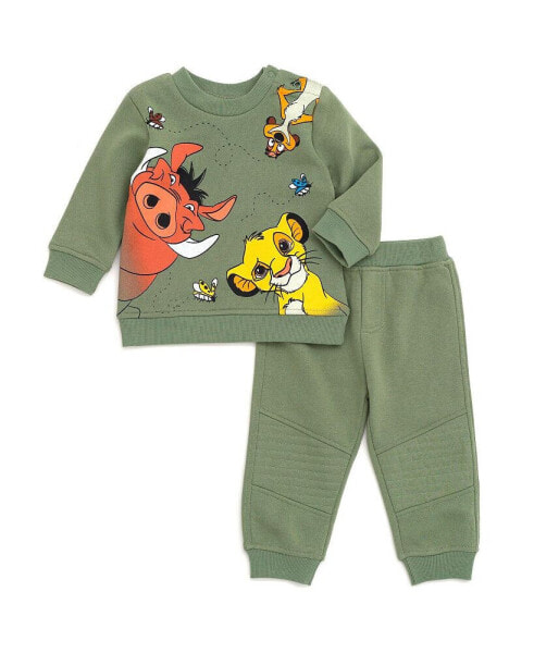 Toddler Boys Lion King Mickey Mouse Winnie the Pooh Toy Story Fleece Sweatshirt and Pants Outfit Set Newborn to