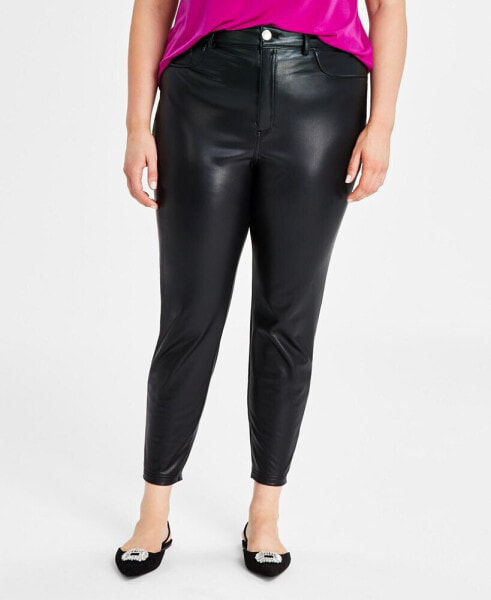 Женские брюки I.N.C. International Concepts Высокая талия из искусственной кожи Skinny Pants, созданные для Macy's