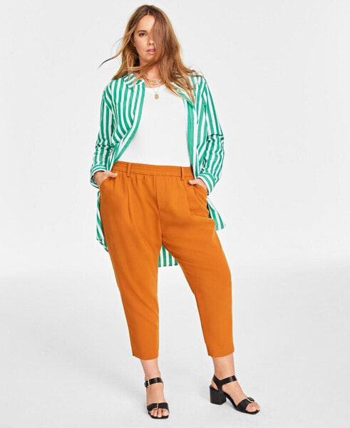 Plus Size Solid Double-Weave Ankle Pants, Created for Macy's