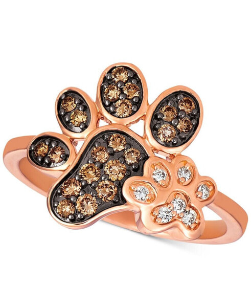 Nude & Chocolate Diamond Paw Prints Ring (3/8 ct. t.w.) in 14k Rose Gold