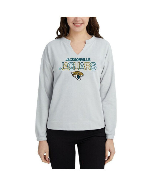 Women's Gray Jacksonville Jaguars Sunray Notch Neck Long Sleeve T-shirt