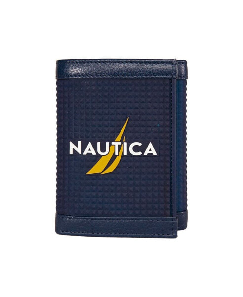 Men's Logo Rubber Leather Trifold Wallet