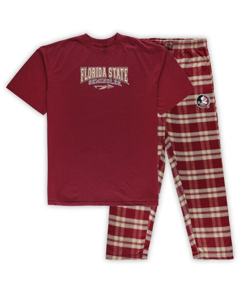 Men's Garnet, Gold Florida State Seminoles Big and Tall 2-Pack T-shirt and Flannel Pants Set
