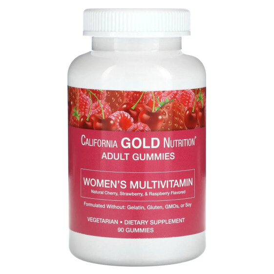 California Gold Nutrition, жевательные мультивитамины для женщин, натуральный вкус вишни, клубники и малины, 90 жевательных таблеток