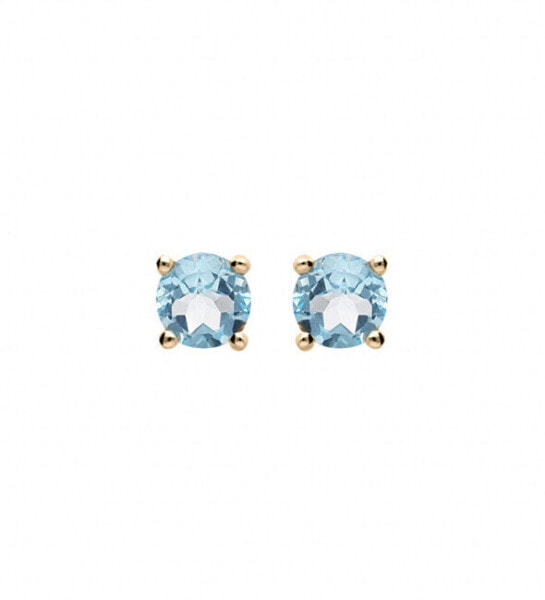 Delicate gold-plated stud earrings with blue topaz PO/SE10230D