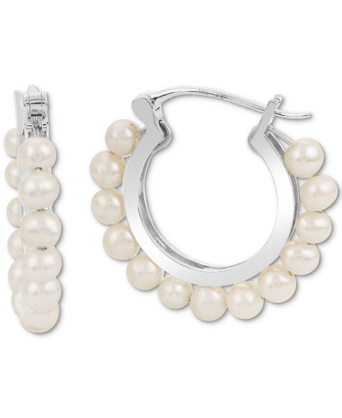 Cultured Freshwater Pearl (3-1/2-4mm) Hoop Earrings in 14k Gold-Plated Sterling Silver