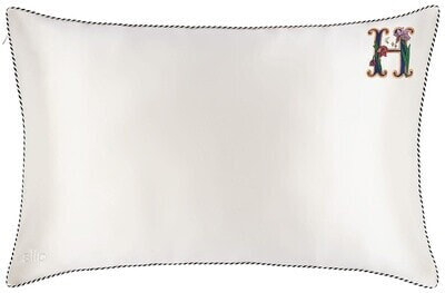 slip pure silk initial collection queen pillowcase - white H