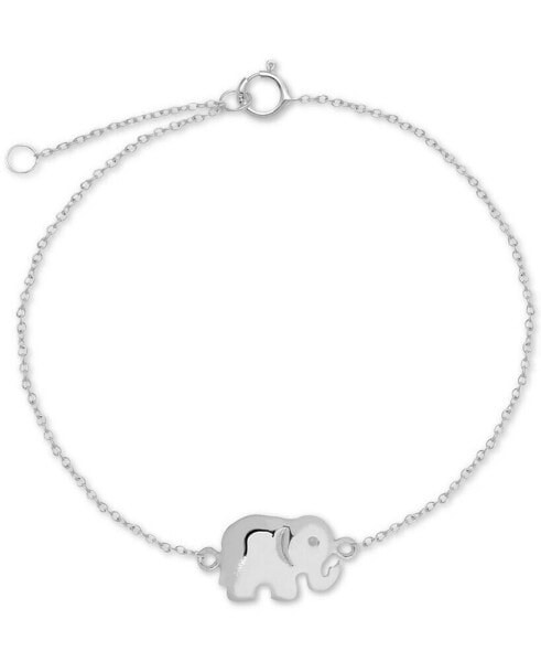 Polished Elephant Charm Ankle Bracelet in Sterling Silver