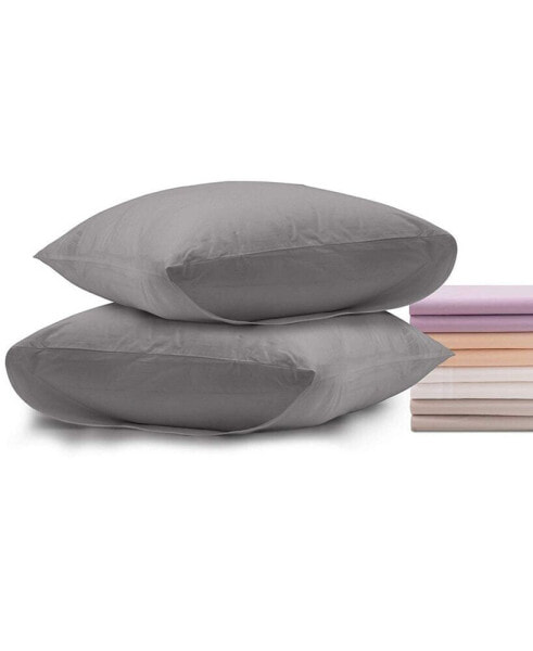 100% Premium Cotton Pillow Cases - Soft and Breatheable - Envelope Enclosure - Standard - Pink
