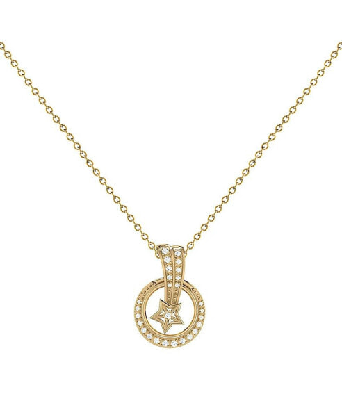 LuvMyJewelry stellar Eclipse Design Sterling Silver Diamond Pendant Women Necklace