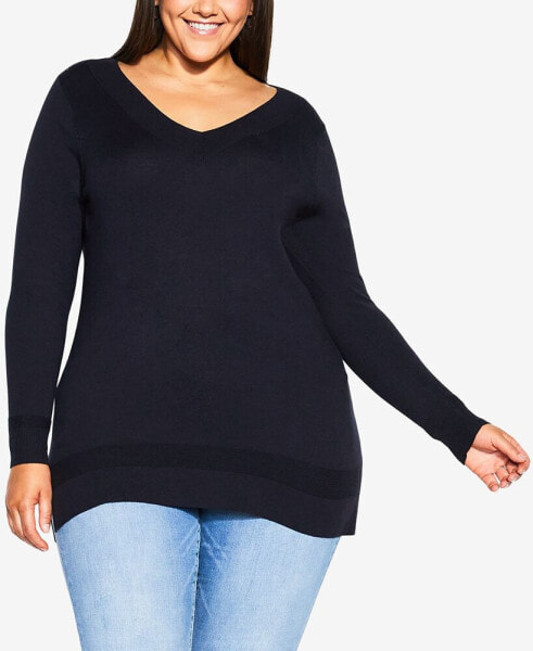 Plus Size Ribbed Trim Sweater